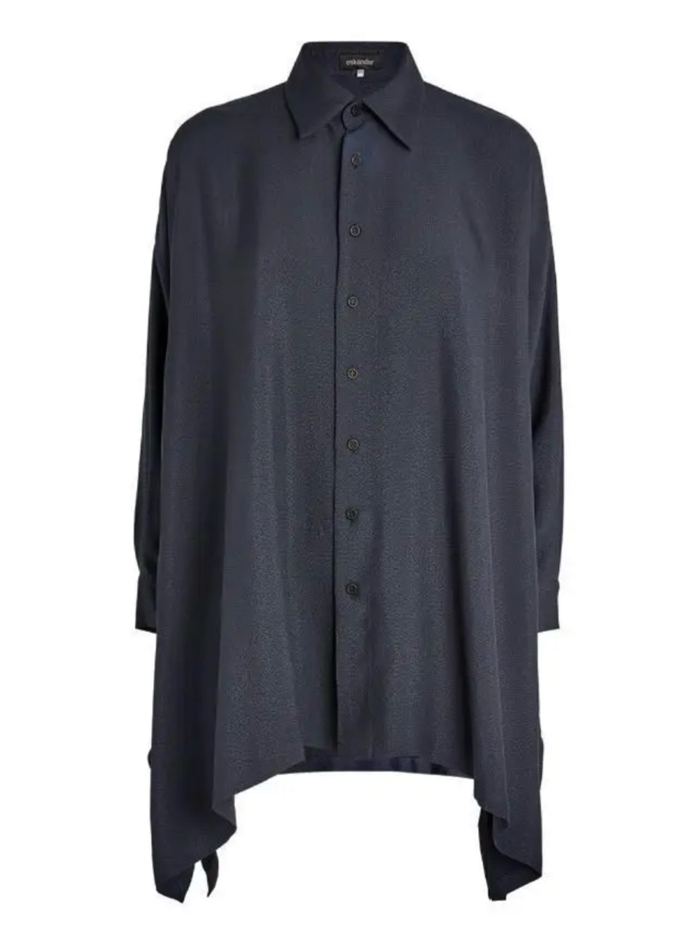 ESKANDAR ‘Silk Wide A-Line Asymmetric Hem Shirt’ in Black